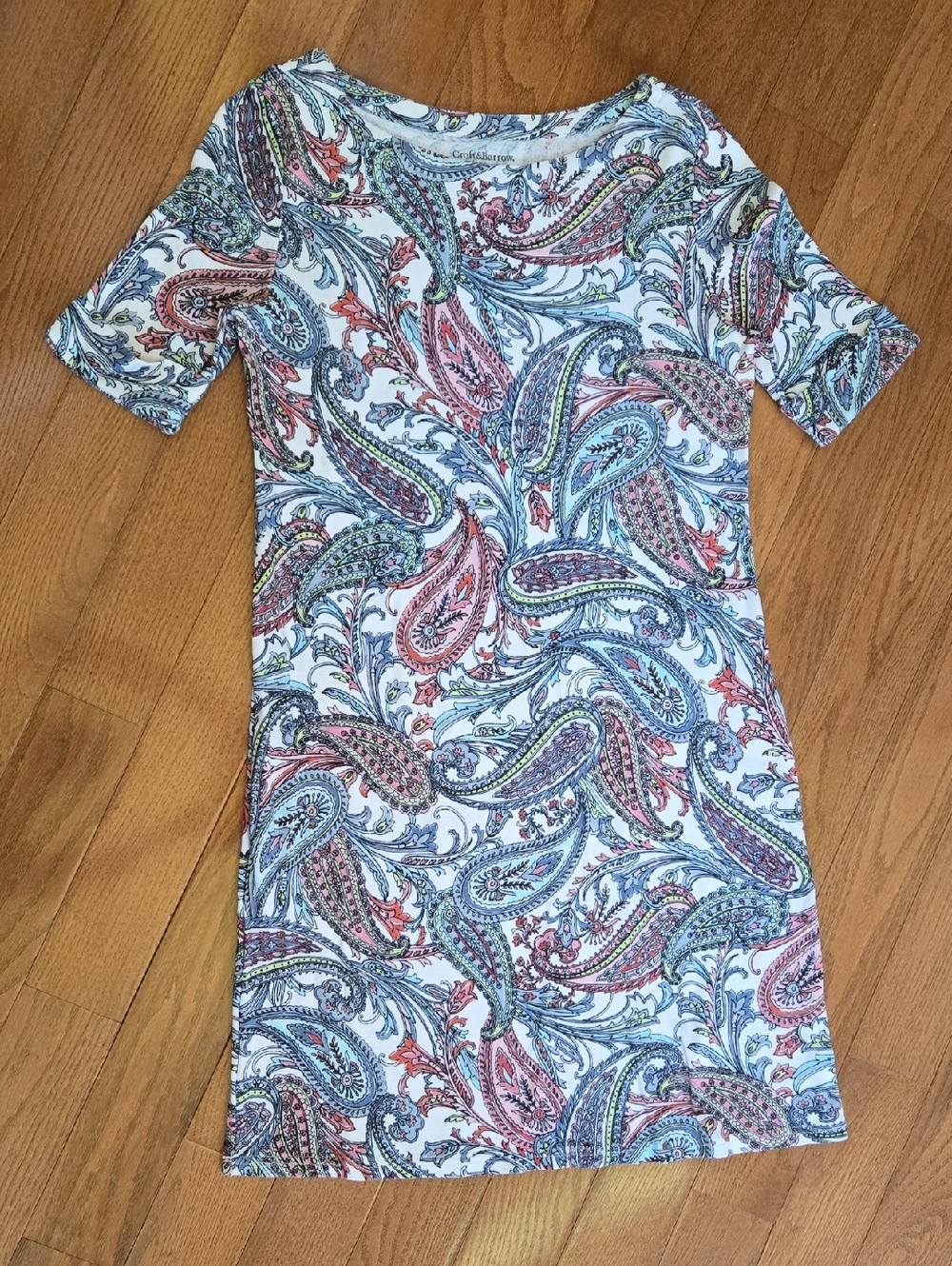 Paisley Print Short Sleeve Shift Dress - Multicolor